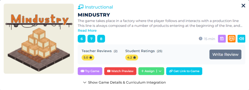 Mindustry Middle Math Game