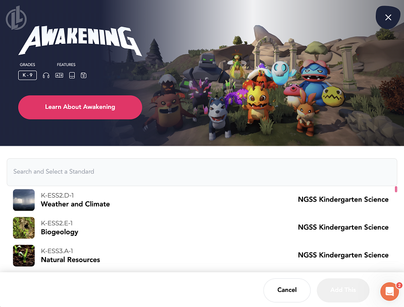 Awakening New experience legends of learning