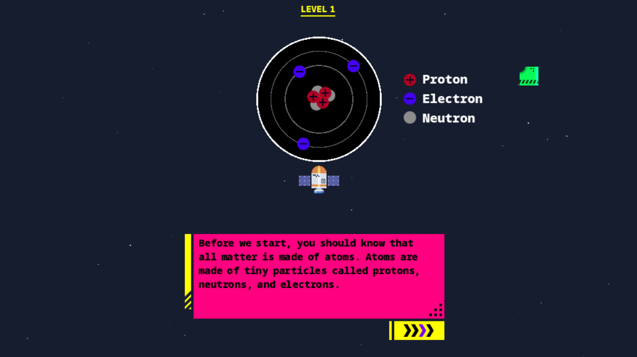 Educational content in Space Junk Hunt science game